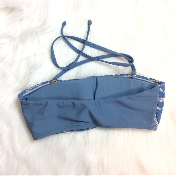 New PilyQ Lace Bandeau Bikini Top Sky Blue - Picture 2 of 4